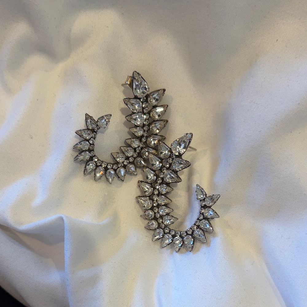 Dannijo Silver Crystal Statement Earrings